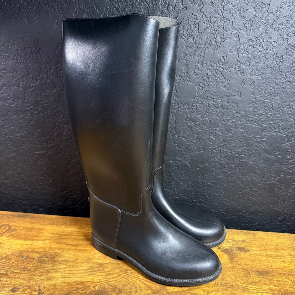 Decathlon Fouganza 67404 Black Rain Riding Boots Women 8 EU 39